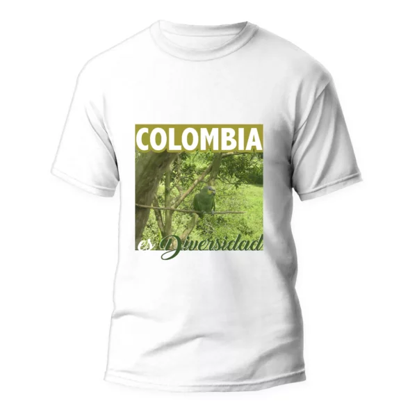 RegalosColombianos.com - Camiseta Colombia es Diversidad - Loro Orejiamarillo