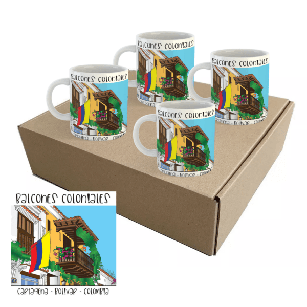 Regalos Colombianos - Kit de Mugs Balcones Coloniales