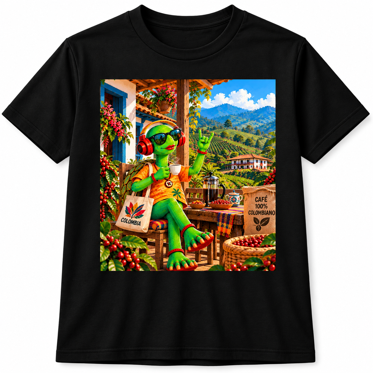 Camiseta negra Tortuga Rockera – Edición Colombia a todo ritmo - Image 6