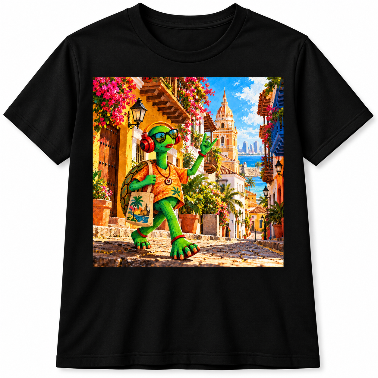 Camiseta negra Tortuga Rockera – Edición Colombia a todo ritmo - Image 4