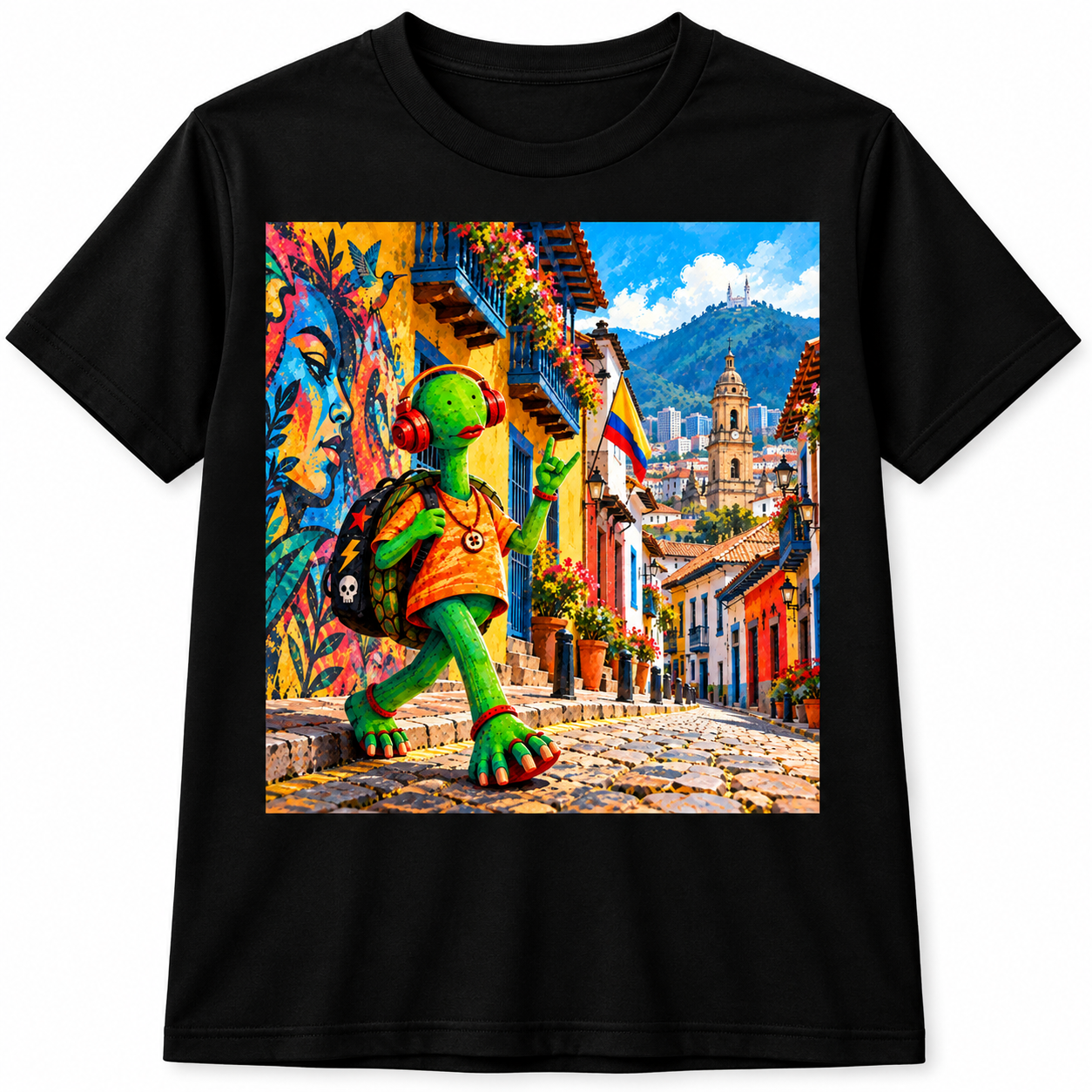 Camiseta negra Tortuga Rockera – Edición Colombia a todo ritmo - Image 3