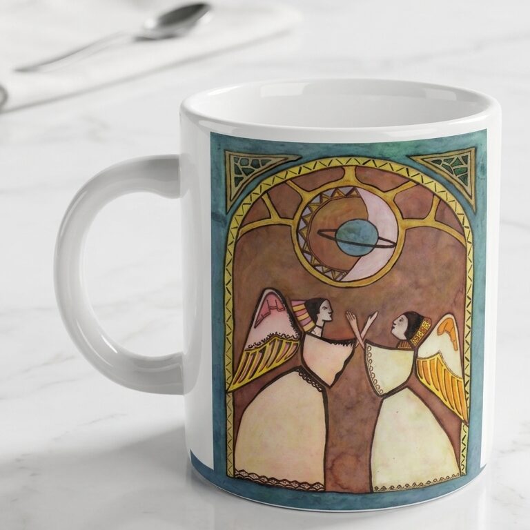 Mug Encuentro Celestial – Ilustración artística de sol, luna y alas - Image 6