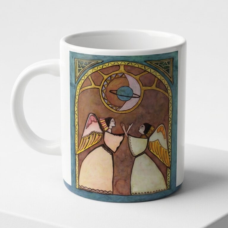 Mug Encuentro Celestial – Ilustración artística de sol, luna y alas - Image 5