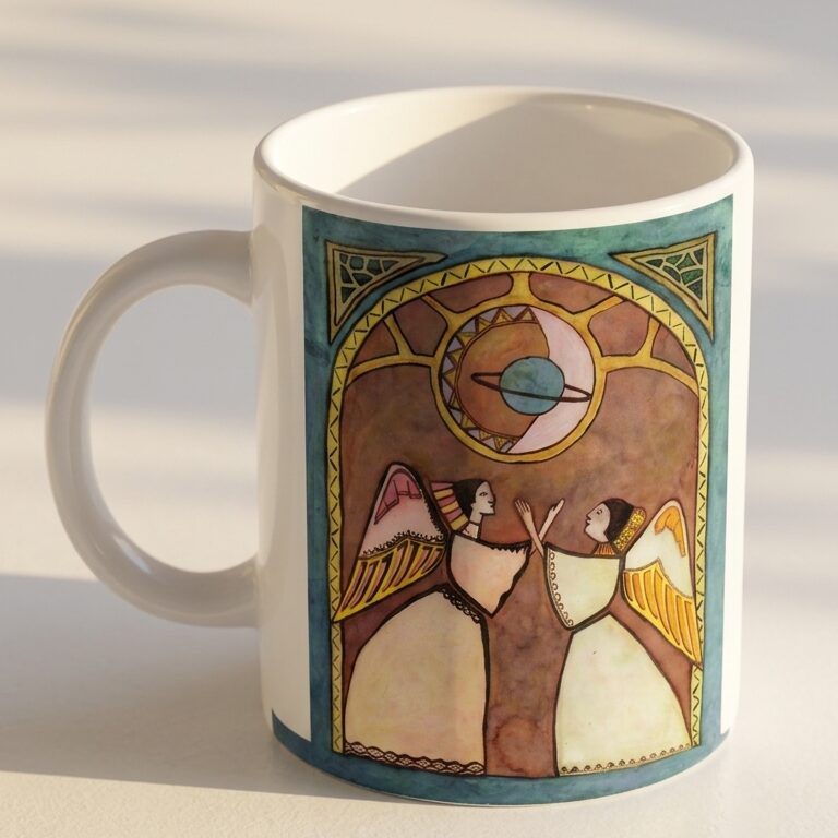 Mug Encuentro Celestial – Ilustración artística de sol, luna y alas - Image 4
