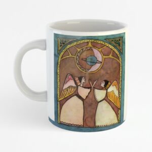 Mug Encuentro Celestial – Ilustración artística de sol, luna y alas