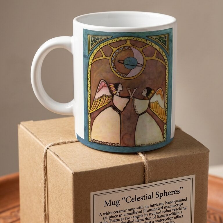 Mug Encuentro Celestial – Ilustración artística de sol, luna y alas - Image 7