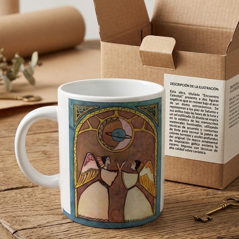 Mug Encuentro Celestial – Ilustración artística de sol, luna y alas - Image 9